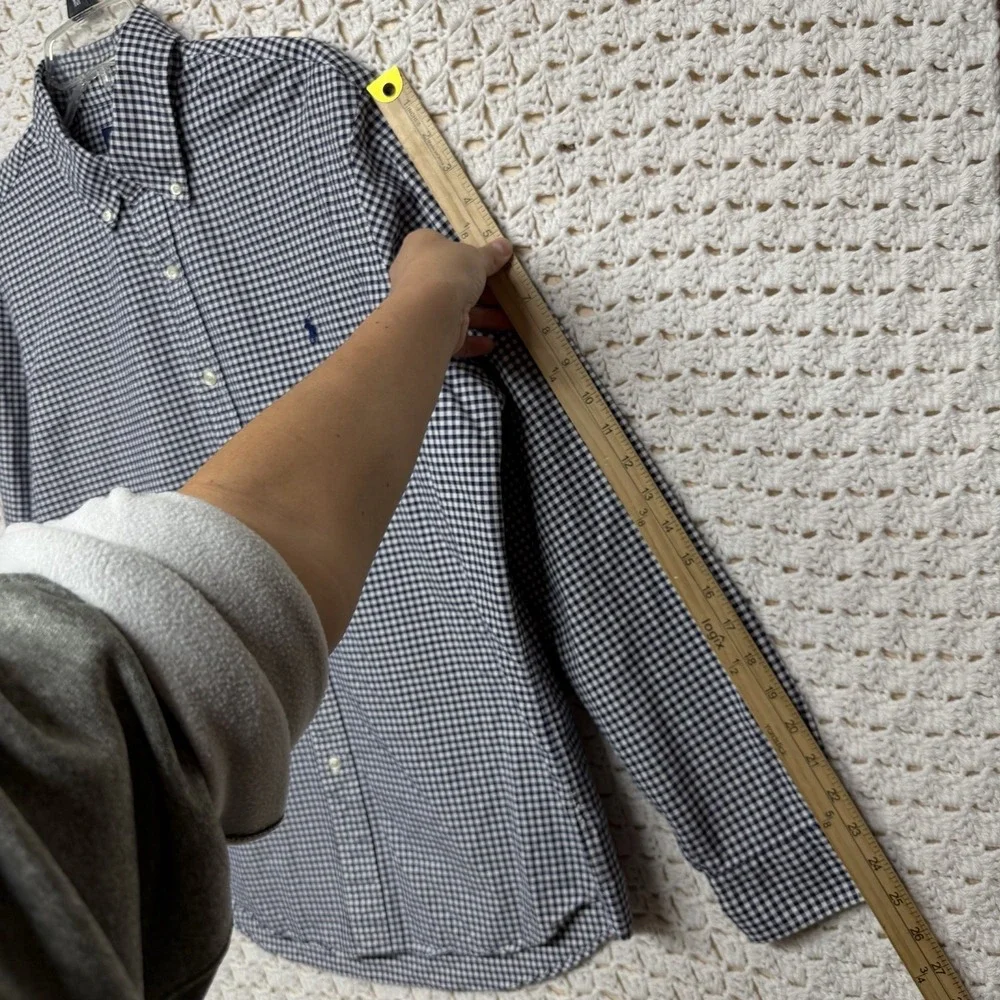 Polo Ralph Lauren Shirt Mens Sz L Blue Check Button Down Long Sleeve 100% Cotton